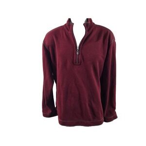 Tommy Bahama Men Pullover Shirt Mens 3/4 Zip Long Sleeve Maroon Logo Cut Tag